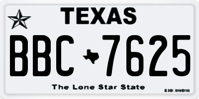TX license plate BBC7625