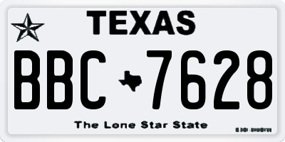 TX license plate BBC7628
