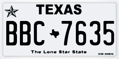 TX license plate BBC7635