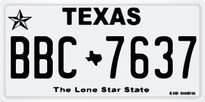 TX license plate BBC7637