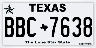 TX license plate BBC7638