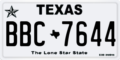 TX license plate BBC7644