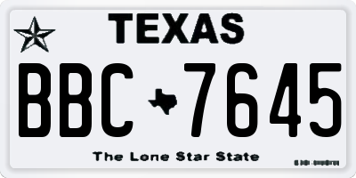 TX license plate BBC7645
