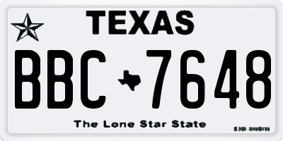 TX license plate BBC7648