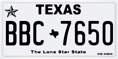 TX license plate BBC7650