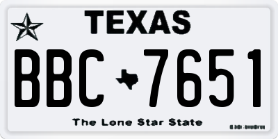 TX license plate BBC7651
