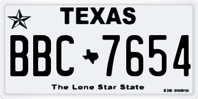 TX license plate BBC7654
