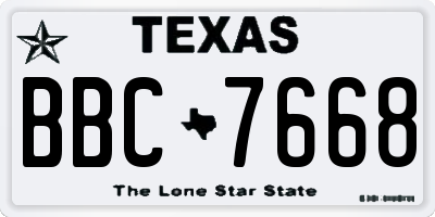 TX license plate BBC7668