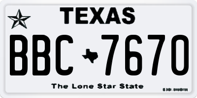 TX license plate BBC7670