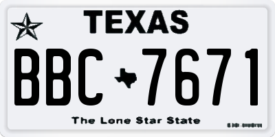TX license plate BBC7671