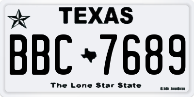 TX license plate BBC7689