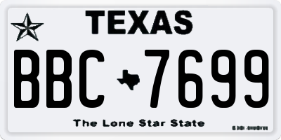 TX license plate BBC7699