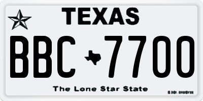 TX license plate BBC7700