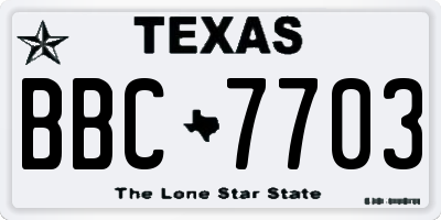 TX license plate BBC7703
