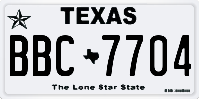 TX license plate BBC7704