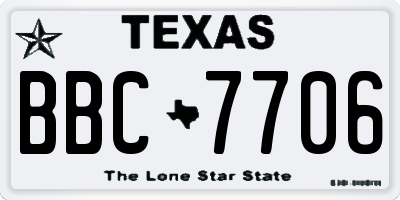 TX license plate BBC7706