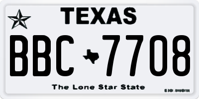 TX license plate BBC7708