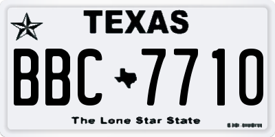 TX license plate BBC7710
