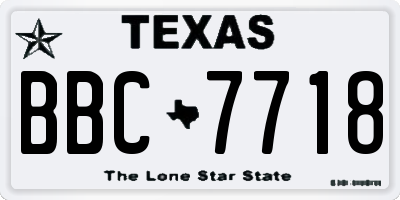 TX license plate BBC7718