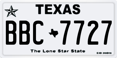 TX license plate BBC7727