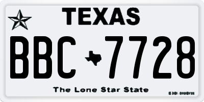 TX license plate BBC7728