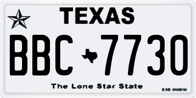 TX license plate BBC7730