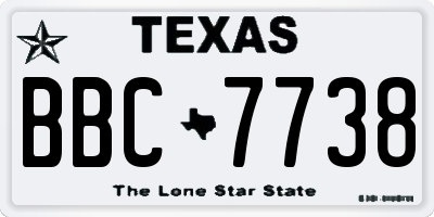 TX license plate BBC7738