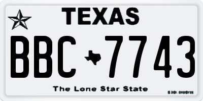 TX license plate BBC7743