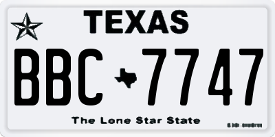 TX license plate BBC7747