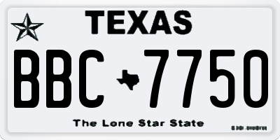 TX license plate BBC7750