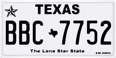 TX license plate BBC7752