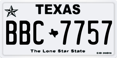 TX license plate BBC7757