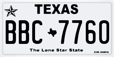 TX license plate BBC7760