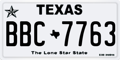 TX license plate BBC7763