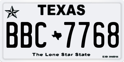 TX license plate BBC7768