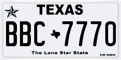 TX license plate BBC7770