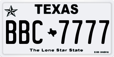 TX license plate BBC7777