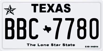 TX license plate BBC7780