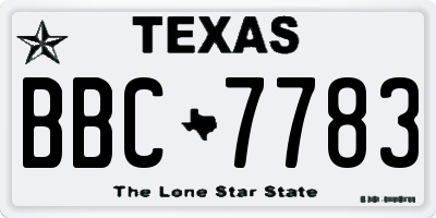 TX license plate BBC7783