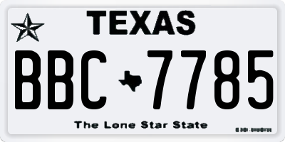 TX license plate BBC7785