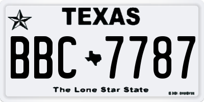 TX license plate BBC7787