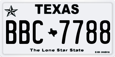 TX license plate BBC7788