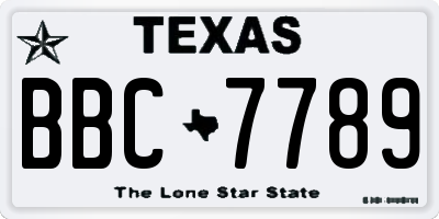 TX license plate BBC7789