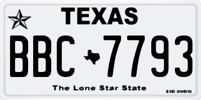 TX license plate BBC7793