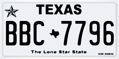 TX license plate BBC7796