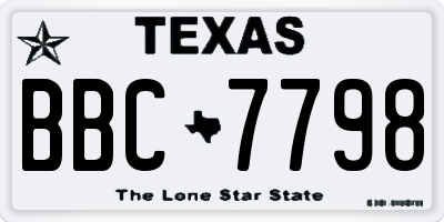 TX license plate BBC7798