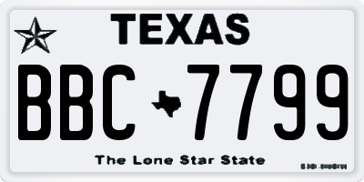 TX license plate BBC7799