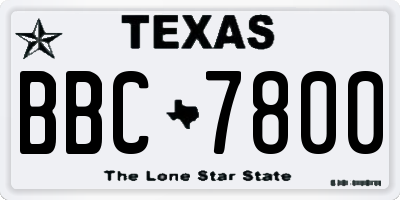 TX license plate BBC7800