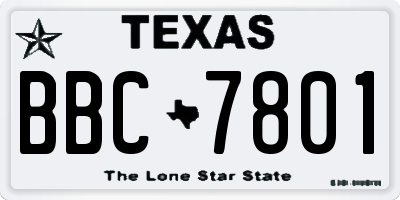TX license plate BBC7801