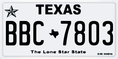 TX license plate BBC7803